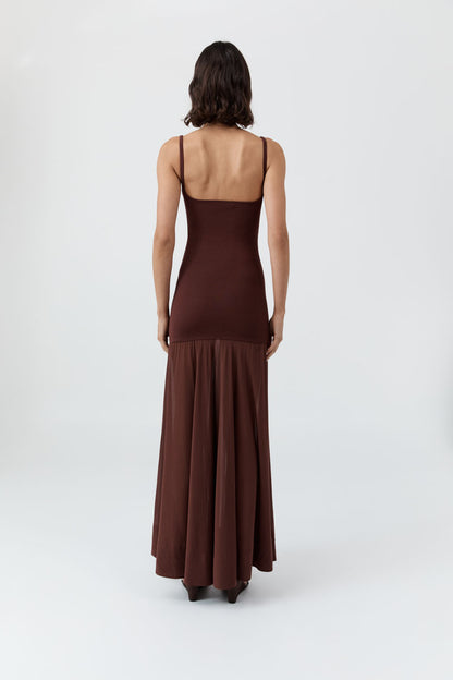 St Agni | Sheer Silk Circle Hem Dress - Liqueur