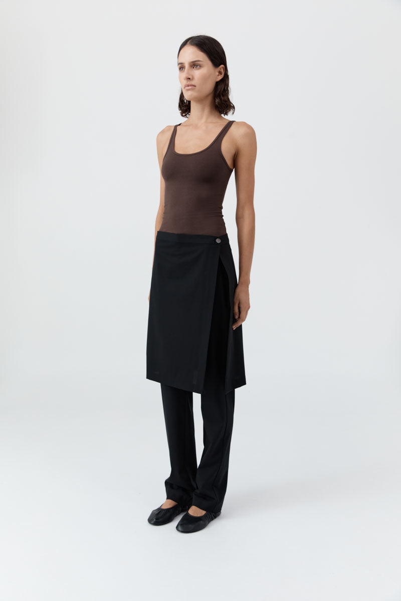 St Agni | Soft Jersey Slim Scoop Tank - Liqueur