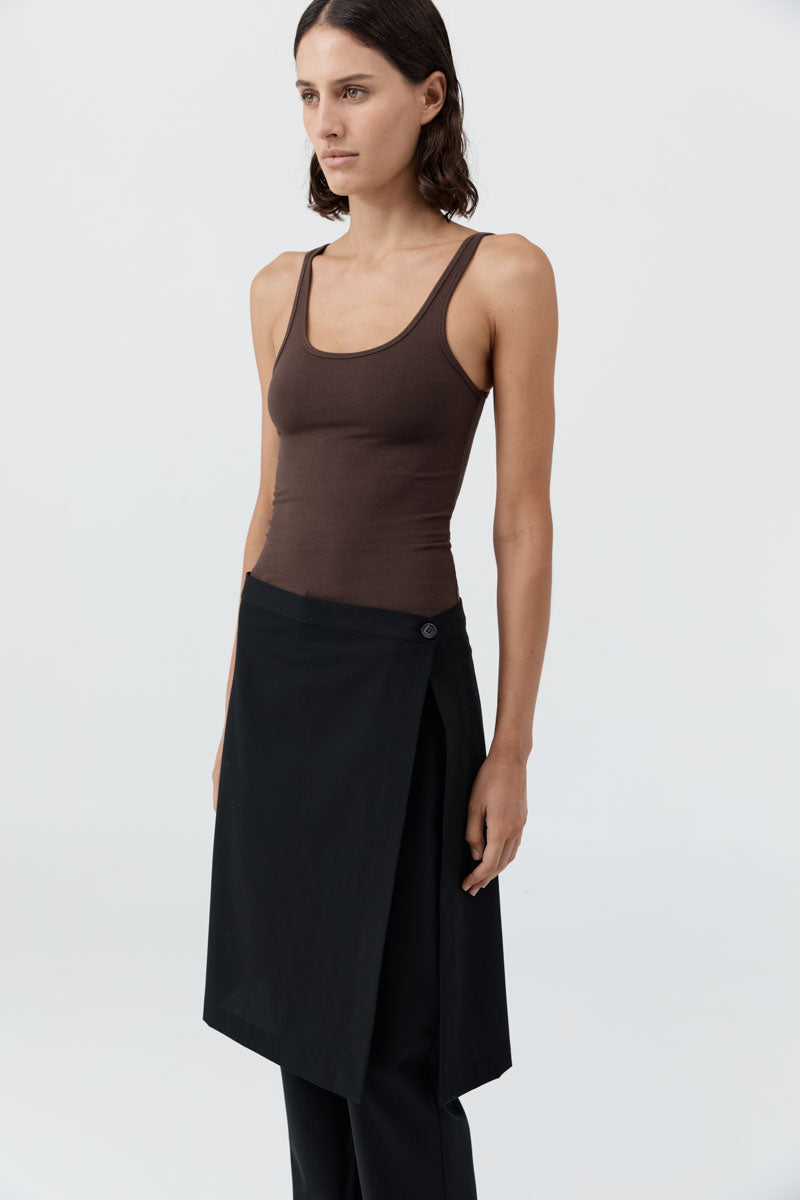 St Agni | Soft Jersey Slim Scoop Tank - Liqueur