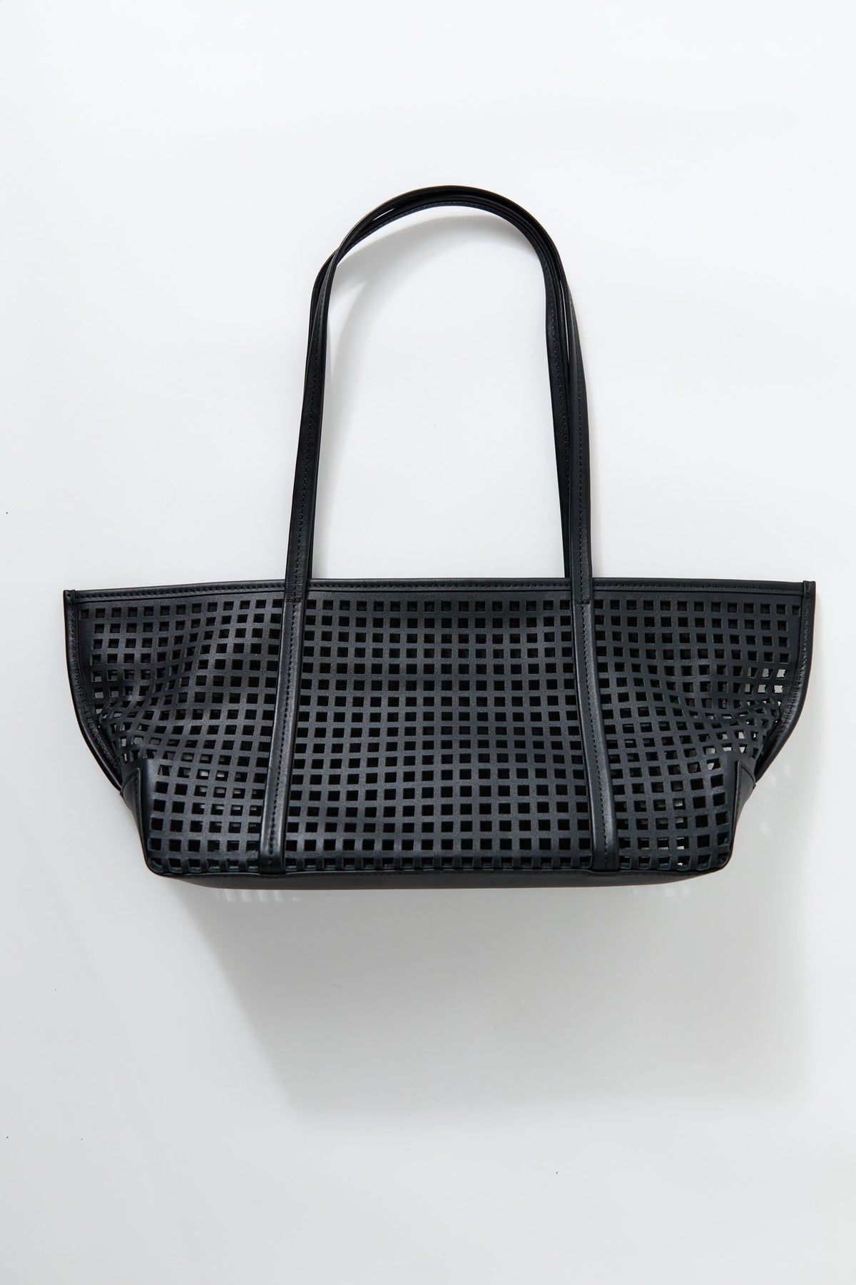 St Agni | Perforated Slim Bateau Tote - Black