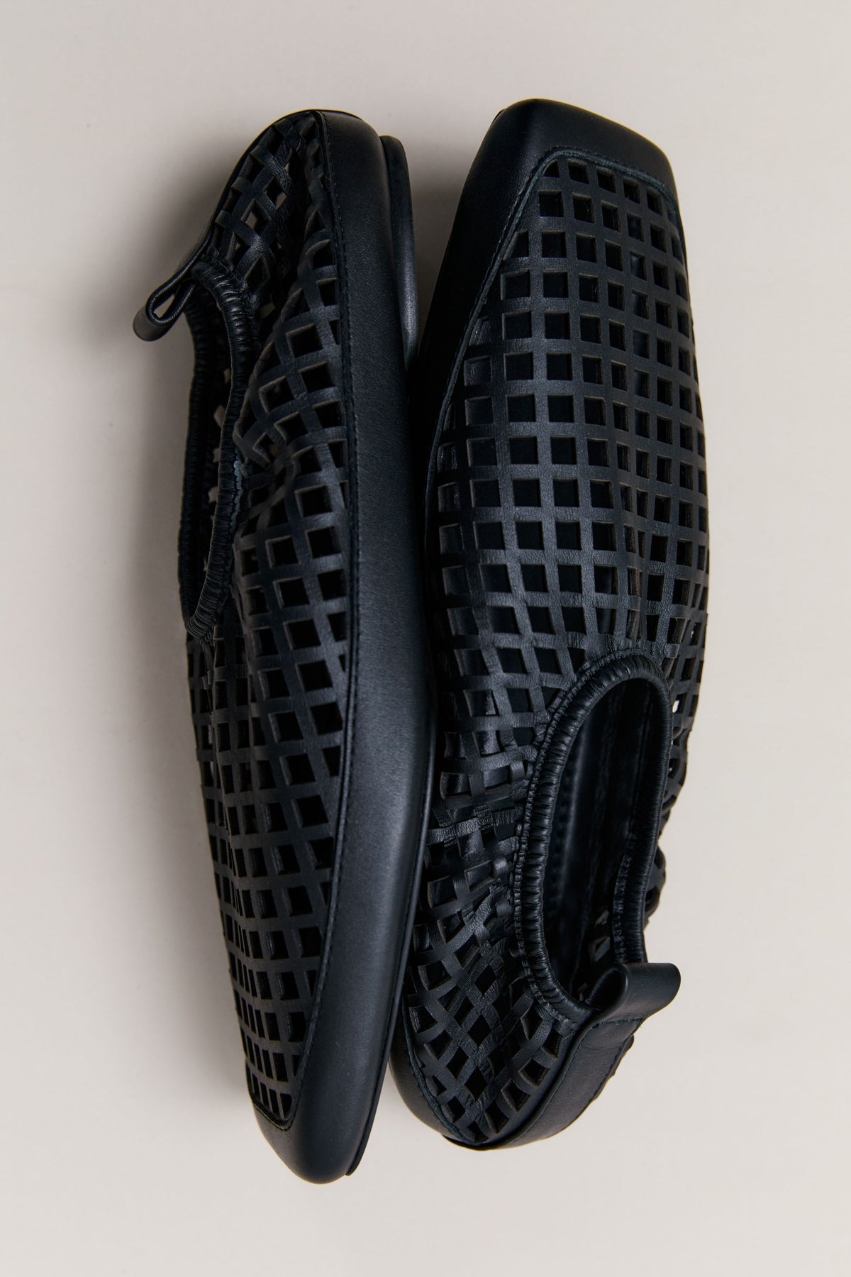 St Agni | Perforated Square Toe Flat - Black