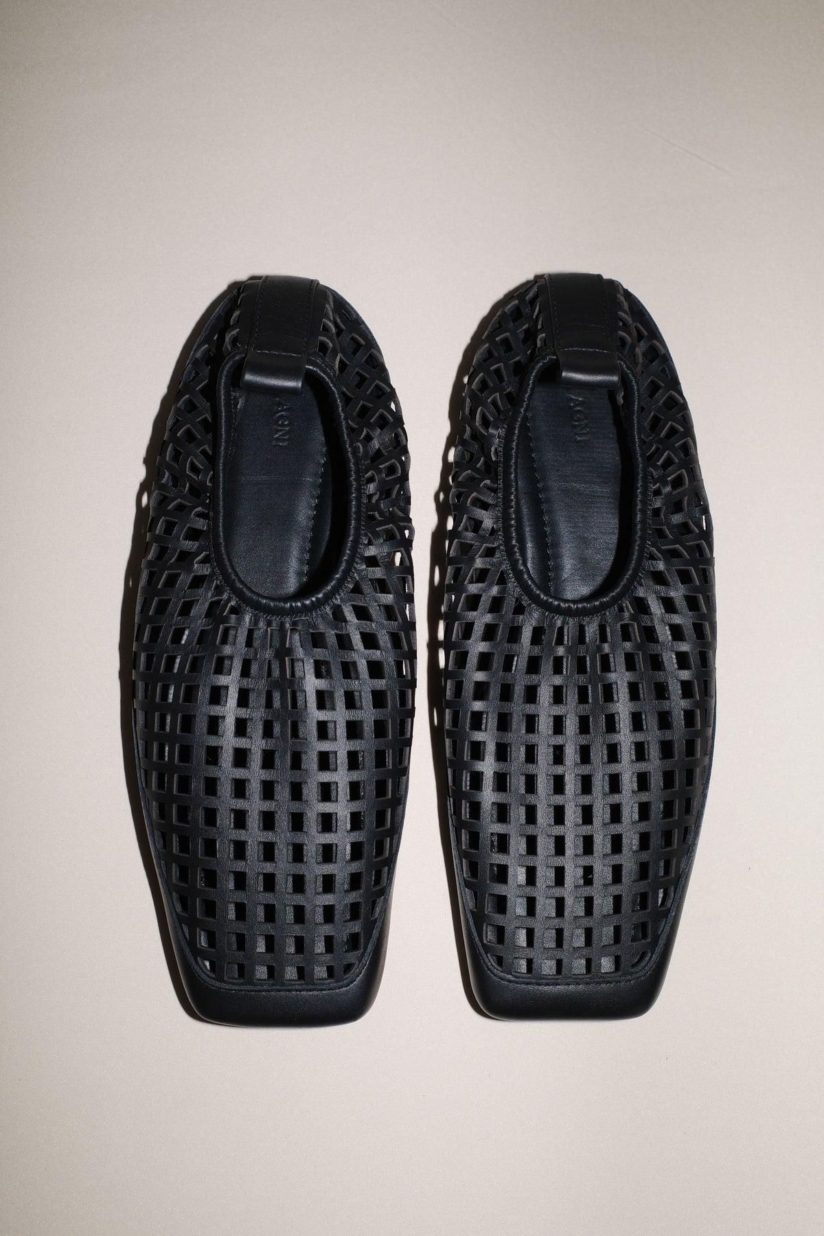 St Agni | Perforated Square Toe Flat - Black