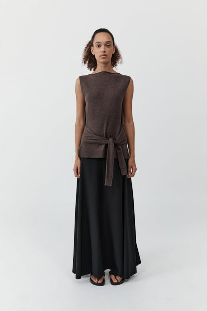 St Agni | Fine Merino Tie Waist Top - Mulch