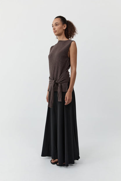 St Agni | Fine Merino Tie Waist Top - Mulch