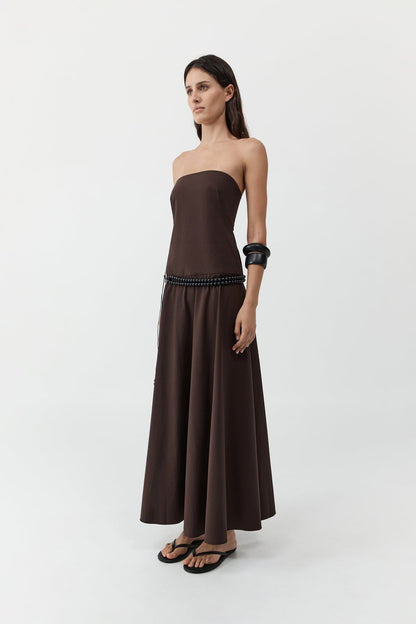St Agni | Strapless Rouleau Dress - Bark