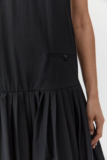 St Agni | Relaxed Pleat Dress - Black