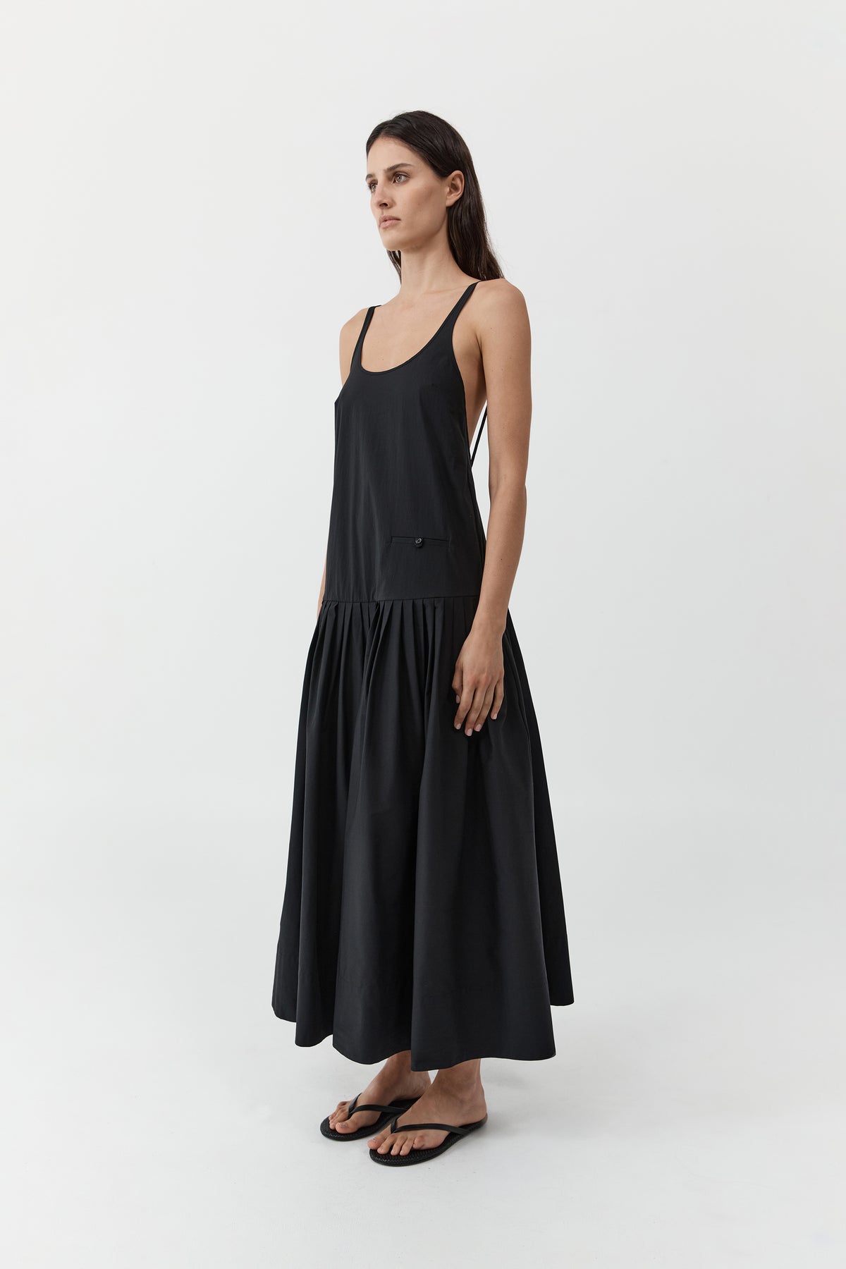 St Agni | Relaxed Pleat Dress - Black