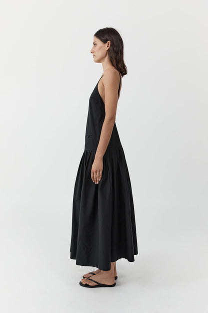 St Agni | Relaxed Pleat Dress - Black