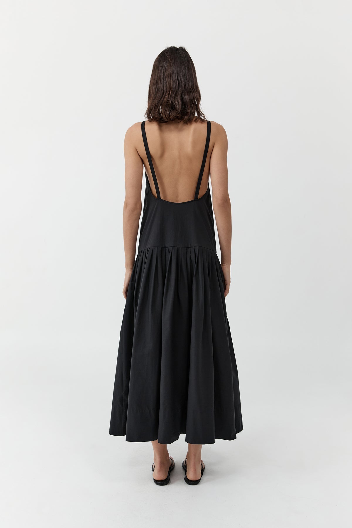 open lace back dress St. Agni Sheer Silk Circle Hem Dress