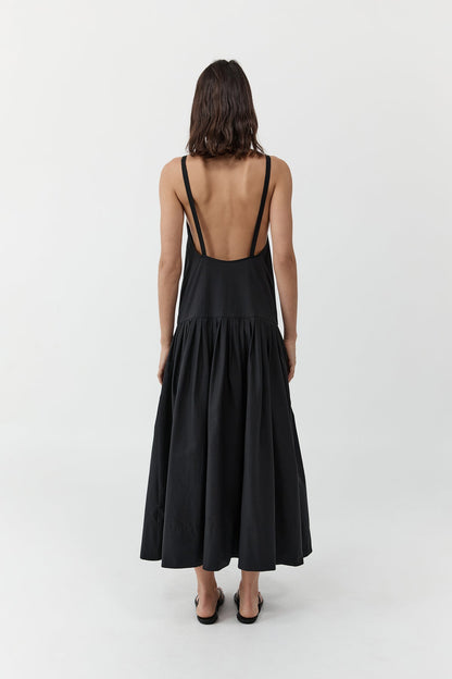 St Agni | Relaxed Pleat Dress - Black