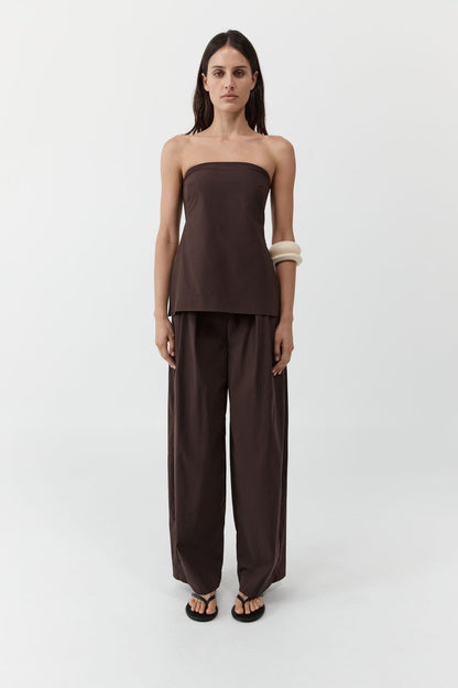St Agni | Strapless Rouleau Tie Top - Bark