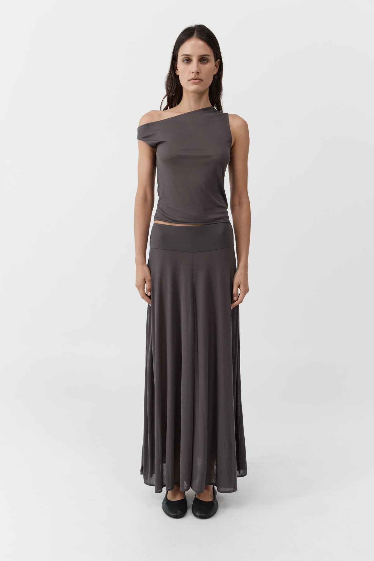 St Agni | Fine Jersey Asymm Top - Soot