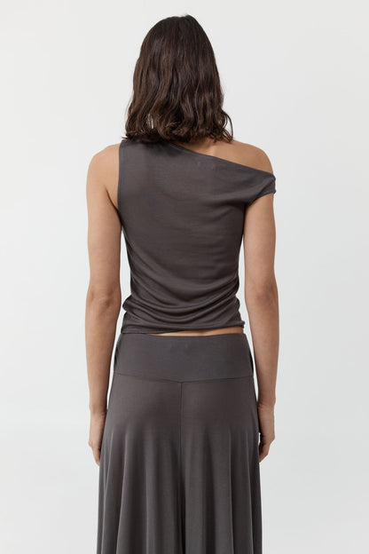 St Agni | Fine Jersey Asymm Top - Soot