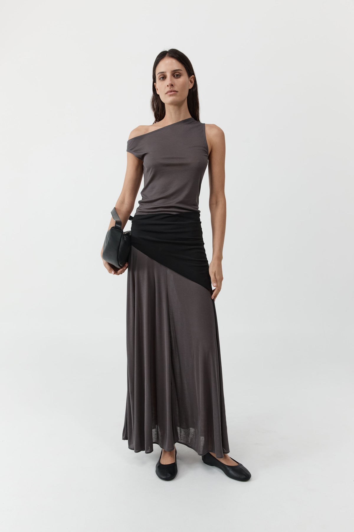 St Agni | Fine Jersey Asymm Top - Soot