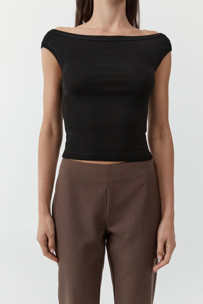 St Agni | Organic Cotton Off Shoulder Top - Black