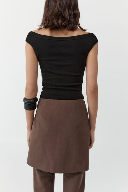 St Agni | Organic Cotton Off Shoulder Top - Black