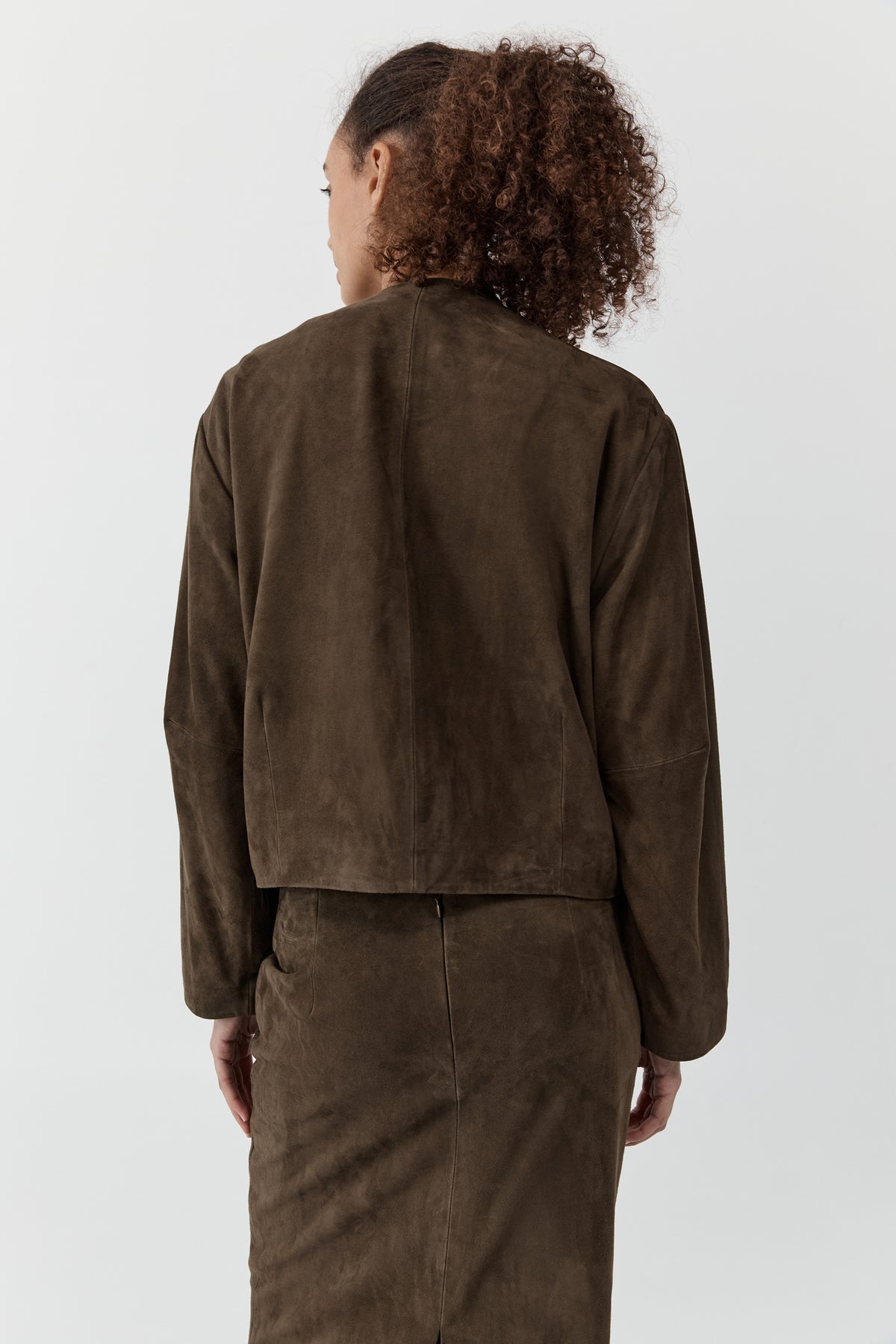 St Agni | Suede Utility Cocoon Bomber - Khaki