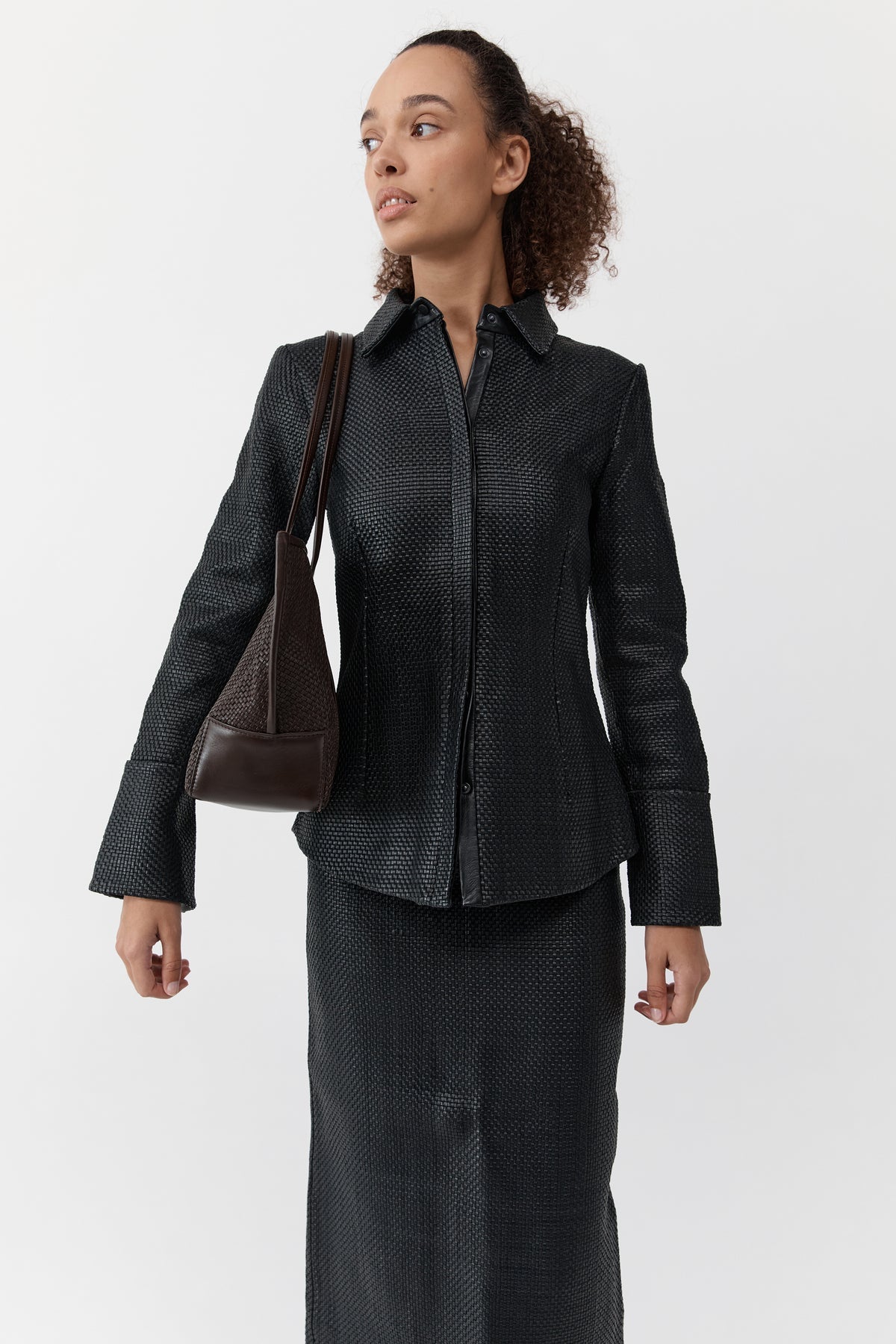 St Agni | Woven Bateau Tote - Coffee