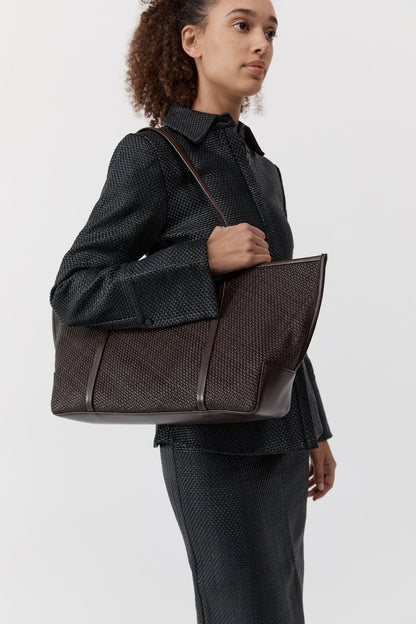 St Agni | Woven Bateau Tote - Coffee