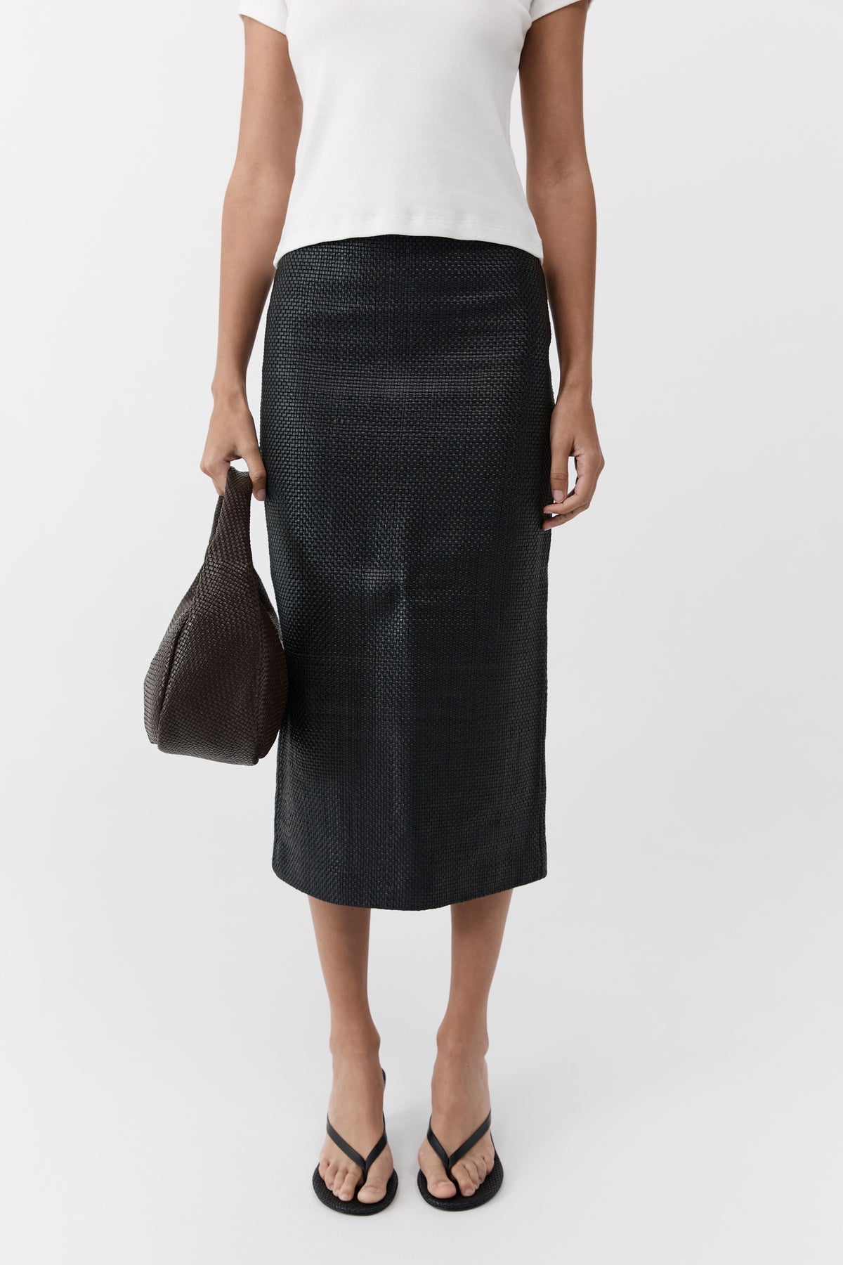 St Agni | Woven Large Bon Bon Bag - Coffee