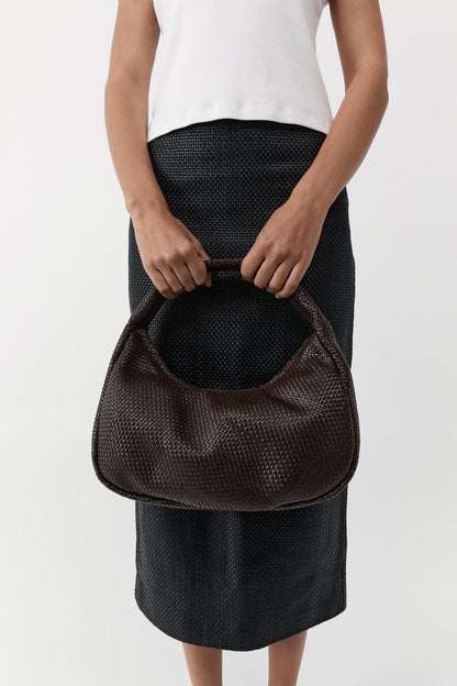 St Agni | Woven Large Bon Bon Bag - Coffee