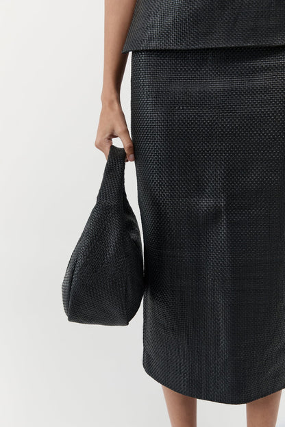 St Agni | Woven Large Bon Bon Bag - Black