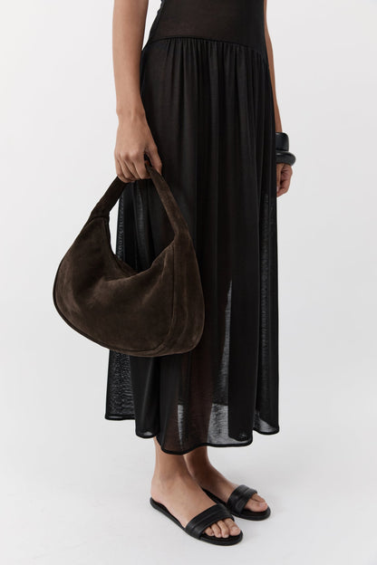 St Agni | Suede Large Bon Bon Bag - Coffee