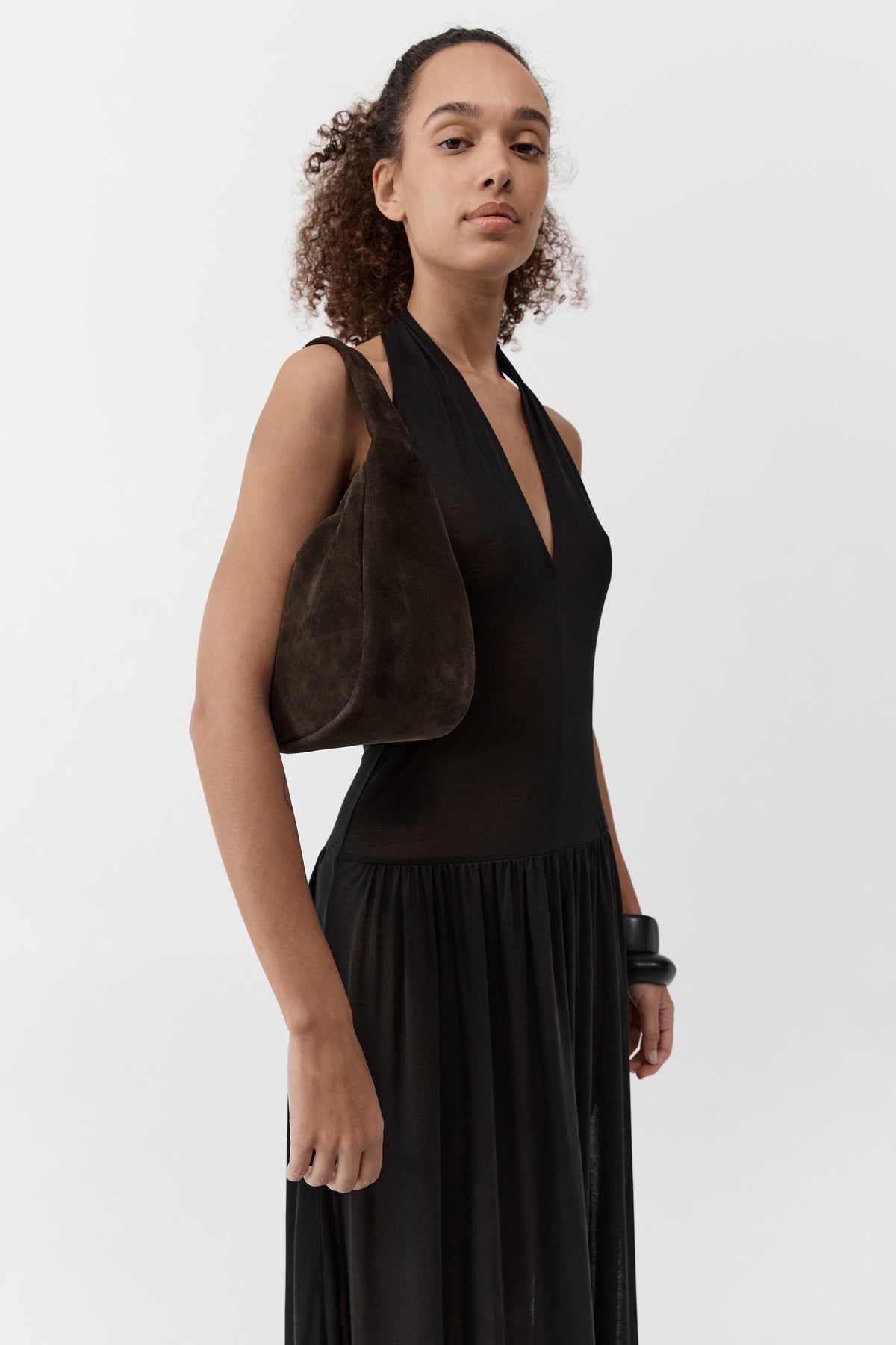St Agni | Suede Large Bon Bon Bag - Coffee