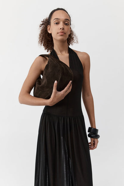 St Agni | Suede Large Bon Bon Bag - Coffee