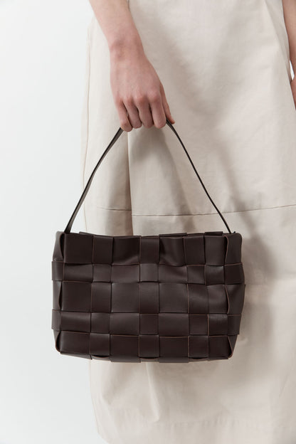 St Agni | Woven Mini Tote - Chocolate