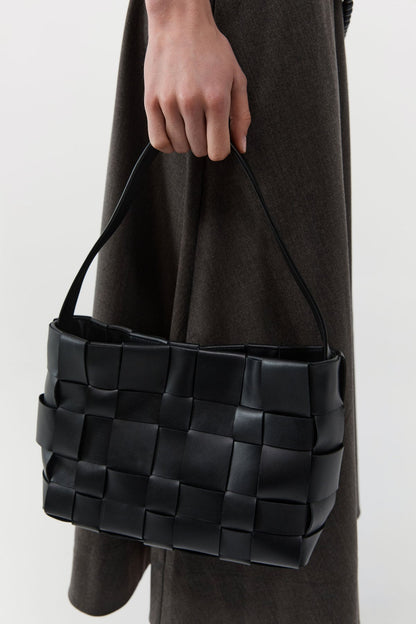 St Agni | New Woven Mini Tote - Black