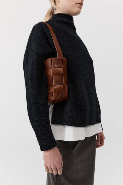 St Agni | Woven Mini Tote - Chestnut