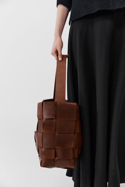 St Agni | Woven Large Tote - Chestnut