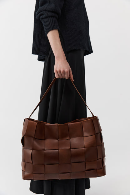 St Agni | Woven Large Tote - Chestnut