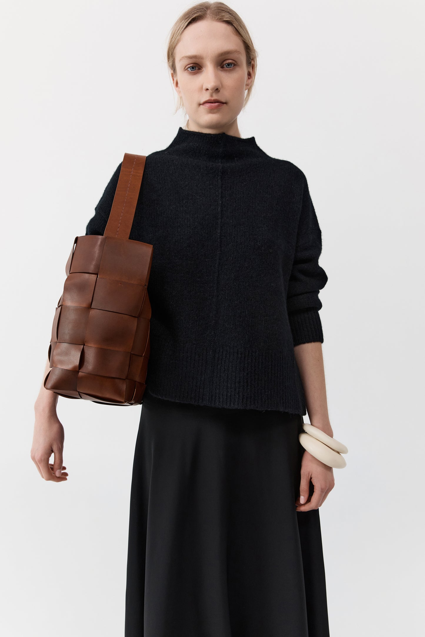 St Agni | Woven Large Tote - Chestnut