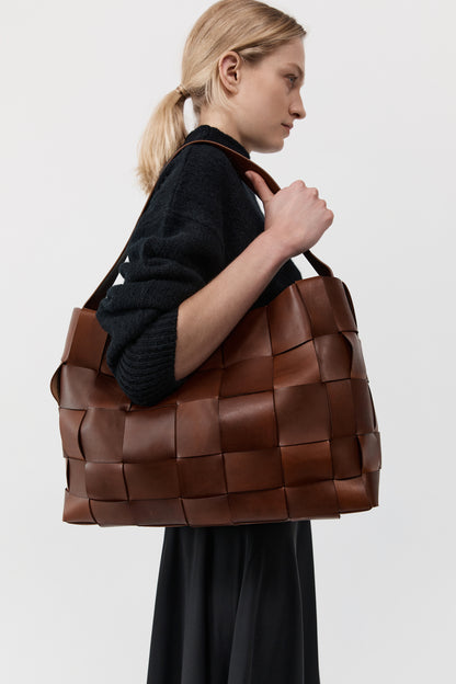 St Agni | Woven Large Tote - Chestnut