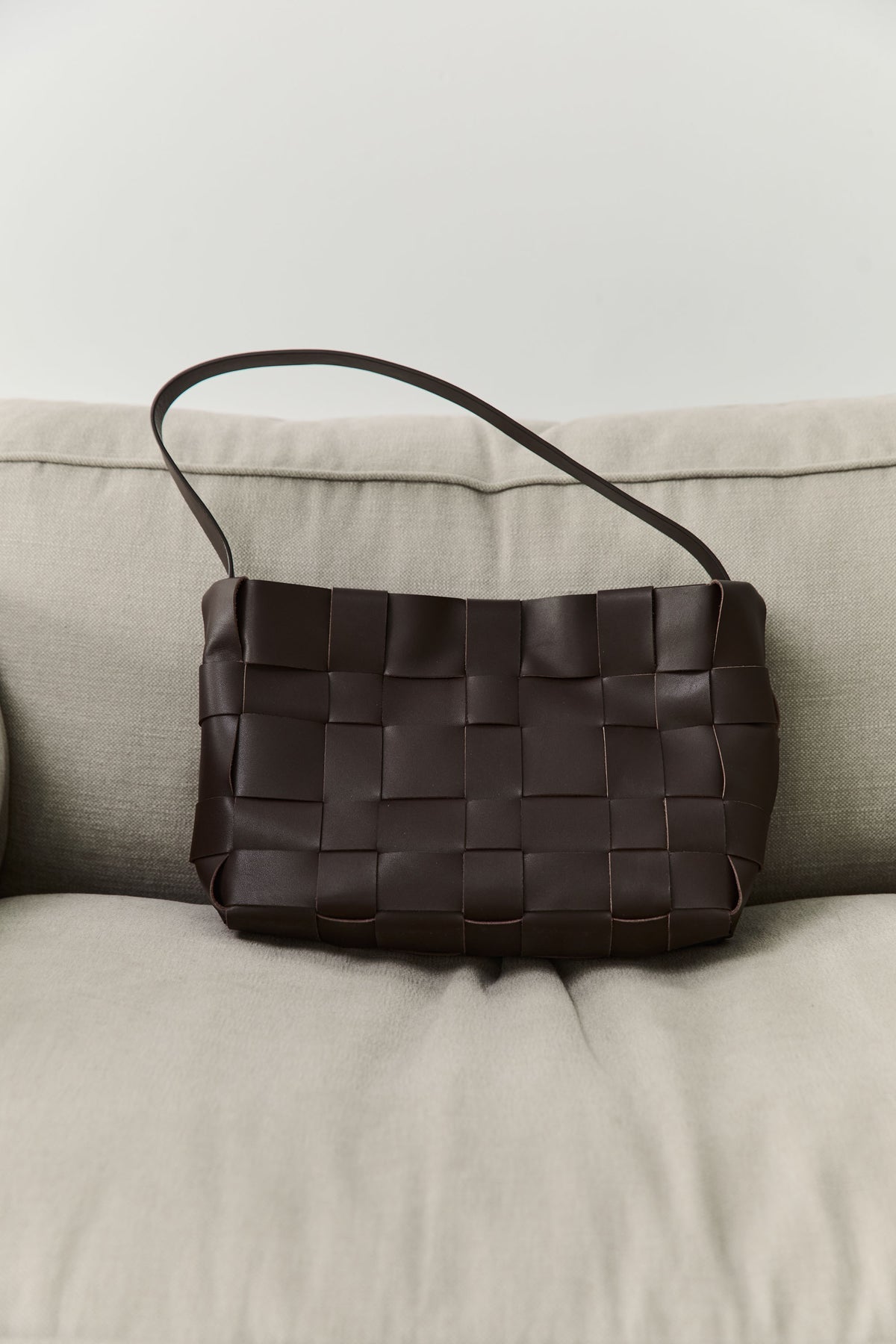 St Agni | Woven Mini Tote - Chocolate