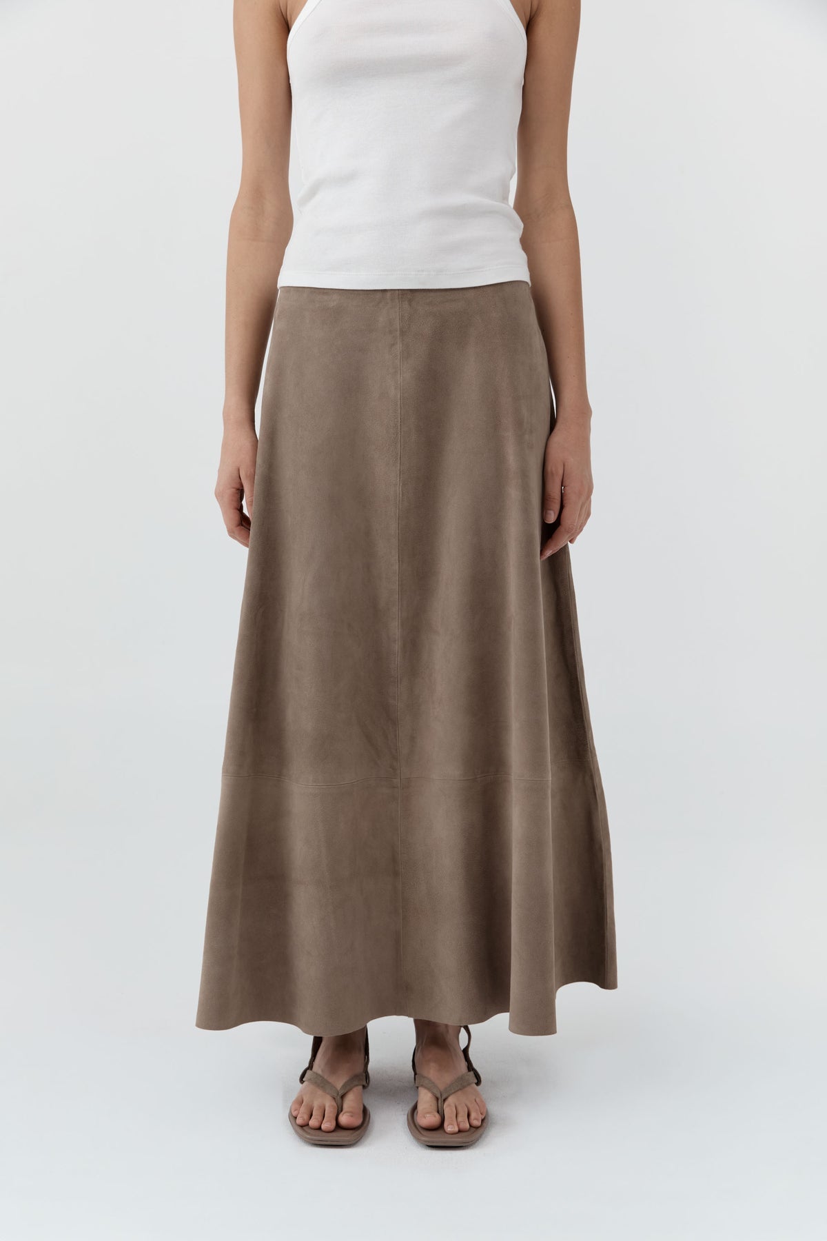 St Agni | Suede Circle Skirt - Earth