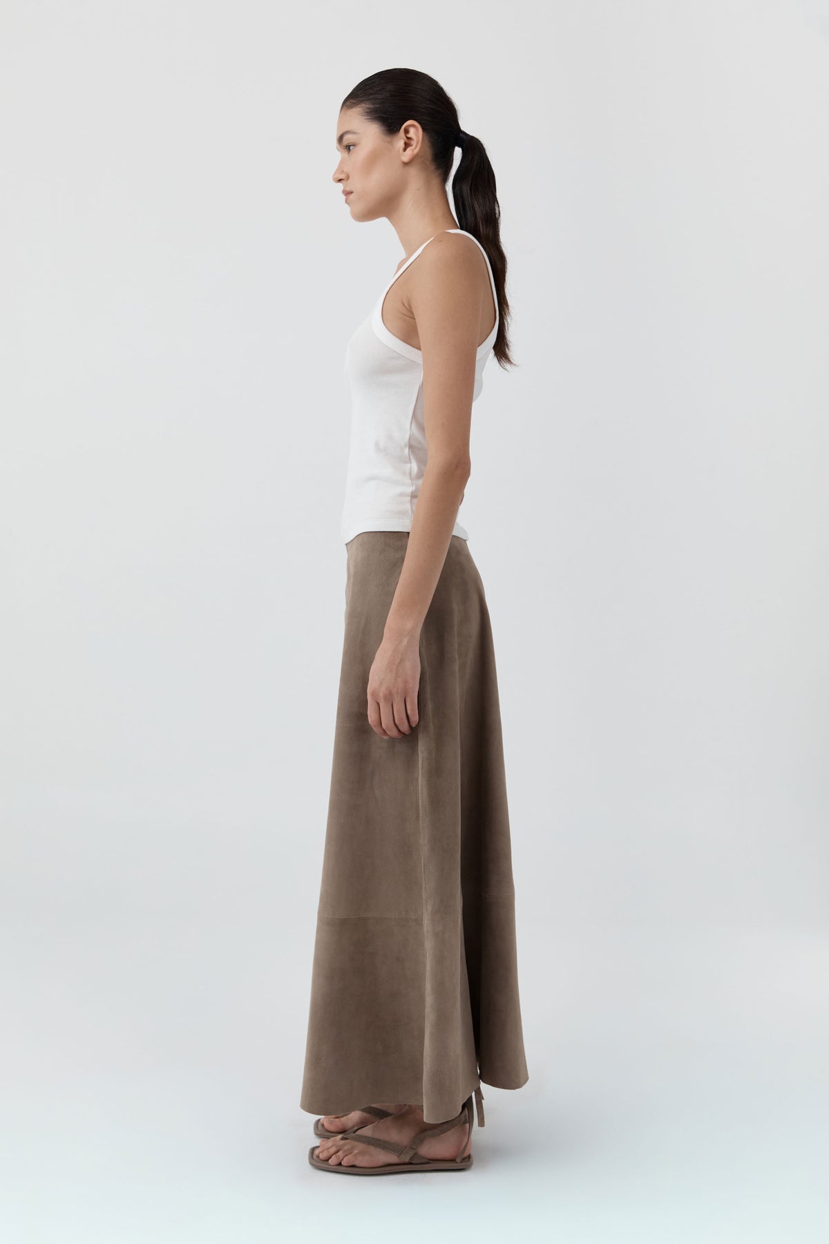 St Agni | Suede Circle Skirt - Earth