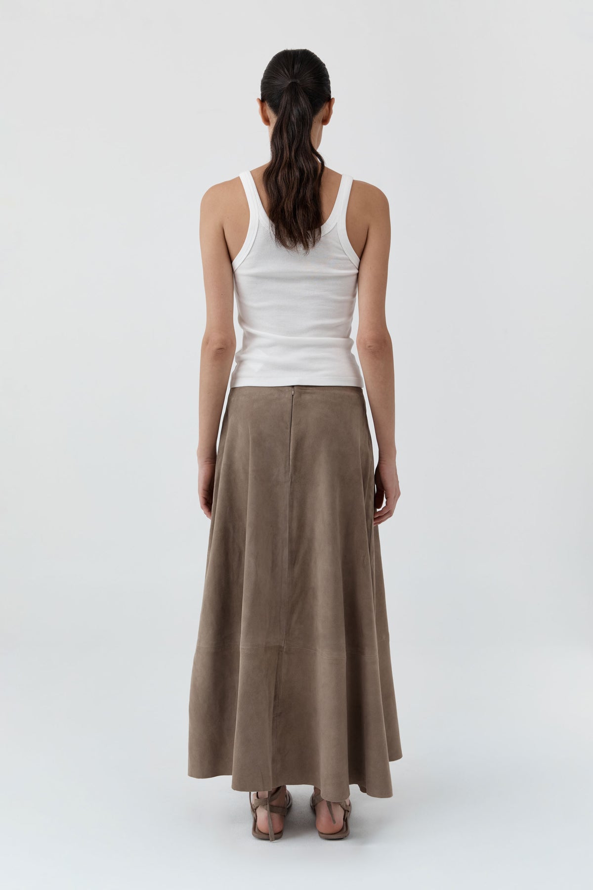 St Agni | Suede Circle Skirt - Earth