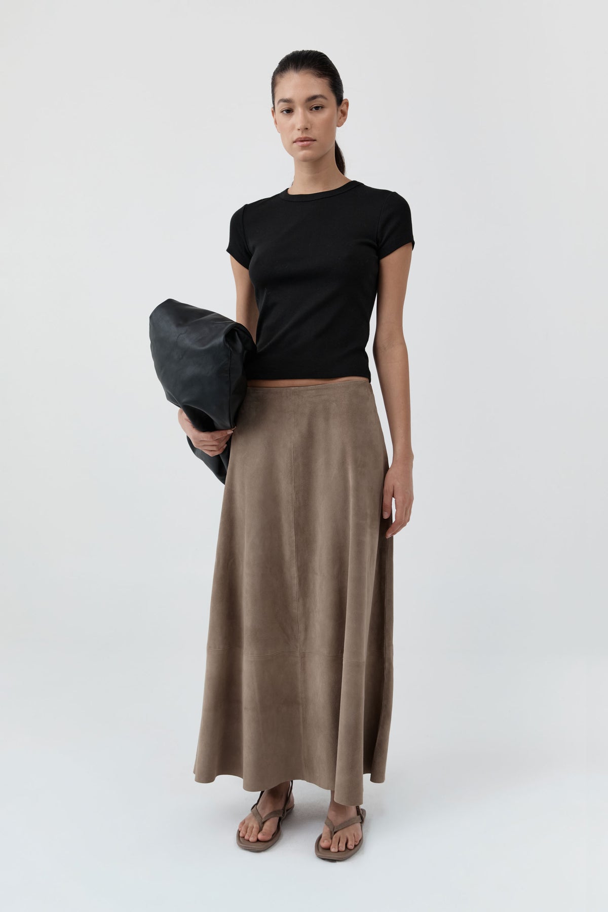St Agni | Suede Circle Skirt - Earth