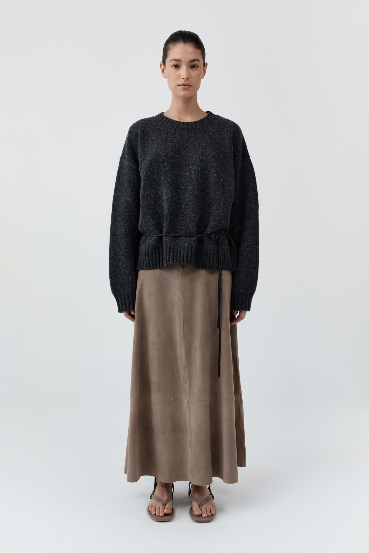St Agni | Wool Crew Neck Jumper - Charcoal Melange