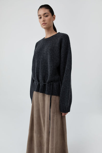 St Agni | Wool Crew Neck Jumper - Charcoal Melange