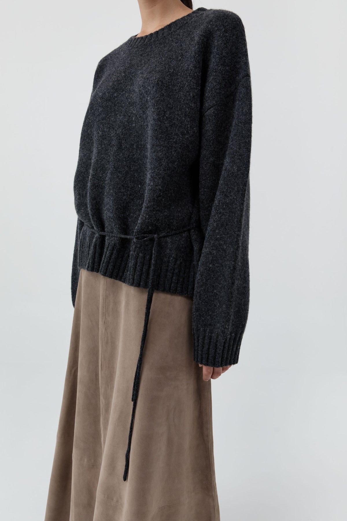 St Agni | Wool Crew Neck Jumper - Charcoal Melange
