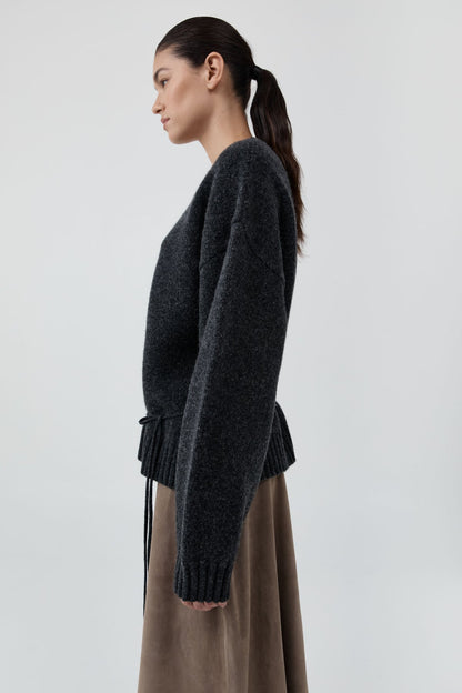 St Agni | Wool Crew Neck Jumper - Charcoal Melange