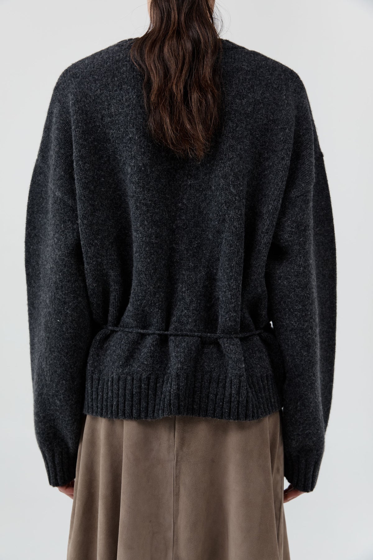 St Agni | Wool Crew Neck Jumper - Charcoal Melange
