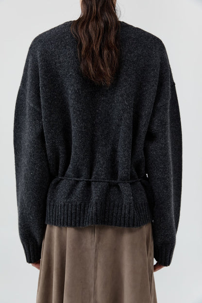 St Agni | Wool Crew Neck Jumper - Charcoal Melange