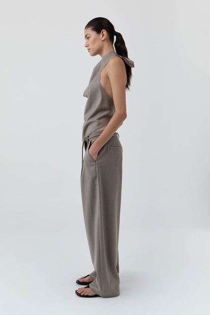 St Agni | Wool Cowl Backless Top - Light Taupe
