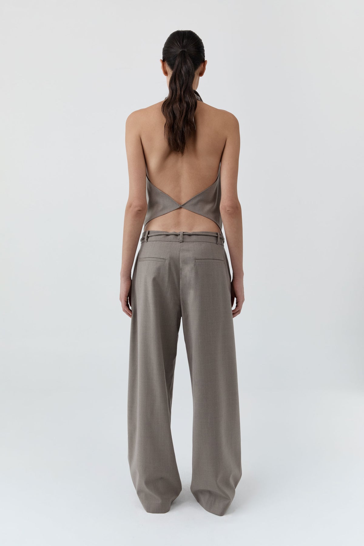 St Agni | Wool Cowl Backless Top - Light Taupe