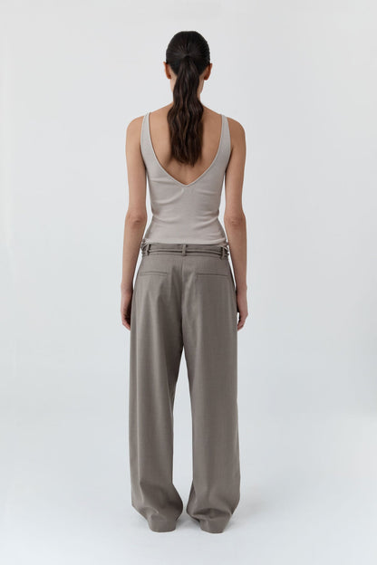 St Agni | Tailored Barrel Pants - Light Taupe